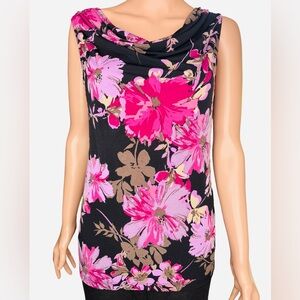 Croft & Barrow Floral Blouse Lavender Black Medium